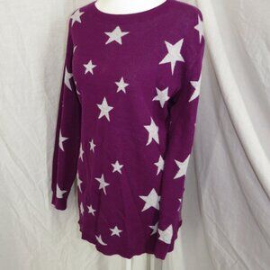 Lane Bryant Purple Star Print Crewneck Sweater | Plus Size Knit Pullover
